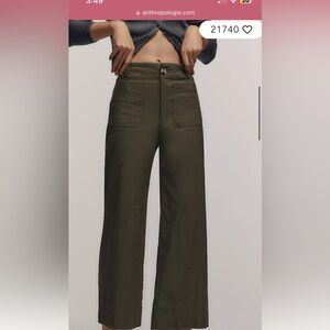 Stylish Colette Maeve Olive Green Wide-Leg Pants